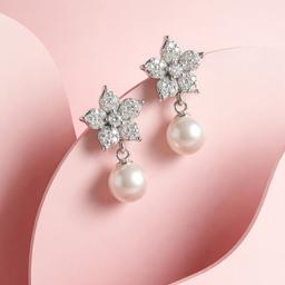Elegant 925 Silver Earrings With Pearl Drop thumbnail 1