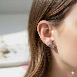 925 Silver Birdcage Stud Earrings β Symbol Of Freedom & Grace thumbnail 1