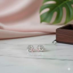 925 Silver Floral Wreath Earrings With Pink Enamel & Pearl thumbnail 2