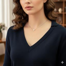 Timeless Pearl Drop Pendant - Luxe Floating Pearl Necklace thumbnail 2