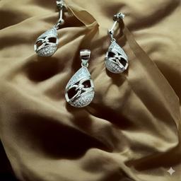 925 Teardrop Sparkle 925 Silver Pendant Set (without Chain) thumbnail 2