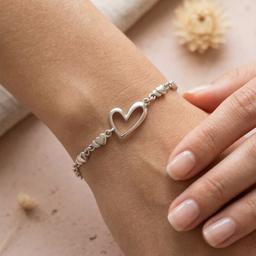Silver Heart Charm Bracelet thumbnail 1