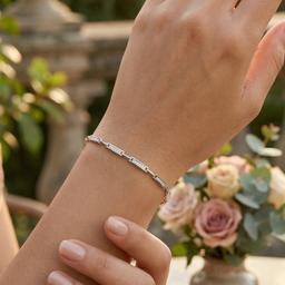 Elegant Silver Bar Link Bracelet thumbnail 1