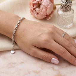 925 Silver Rectangular-studs Link Stackable Bracelet thumbnail 2