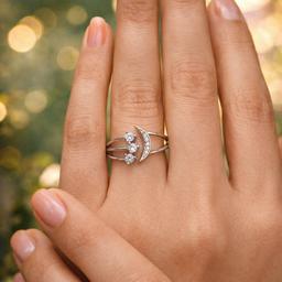 π Celestial Moon Crystal Silver Ring Size 11 thumbnail 2