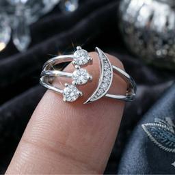 π Celestial Moon Crystal Silver Ring Size 11 thumbnail 3