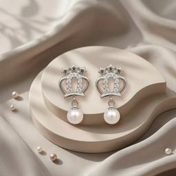 Royal Grace Silver Pearl Drop Studs thumbnail 1