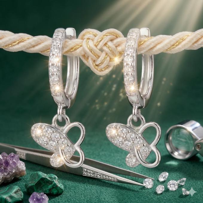 Dainty Butterfly Silver Balis - Hoops — 925 silver, image 1