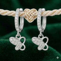 Dainty Butterfly Silver Balis - Hoops thumbnail 3