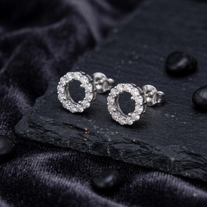 Tiny Silver Circle Earrings | Minimalist 925 Silver Jewelry — 925 silver, image 1